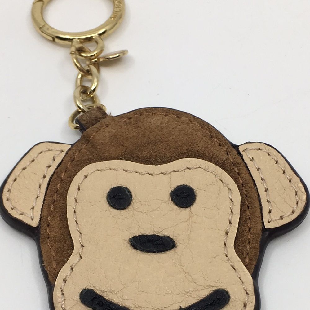 Michael Kors Leather & Suede Monkey Face Bag Charm or Keychain with gold tone - Picture 4 of 16